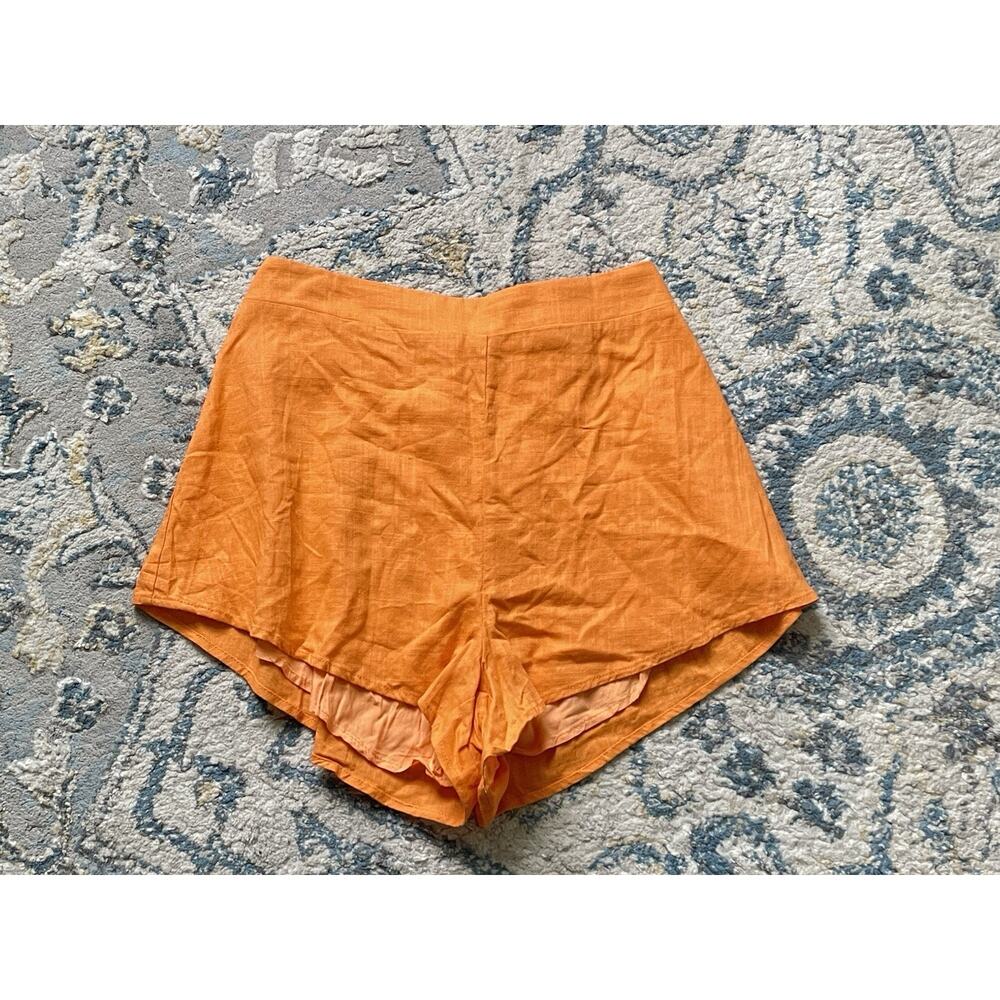 Showpo Orange Linen Shorts Sz 8 High Waisted Summer Festival Coastal Chic
